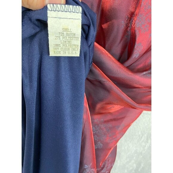 Vintage Harlow Nites Asian Brocade Maxi Dress Size 12 Sleeveless Evening Long - Picture 9 of 16